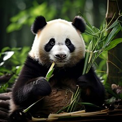 A panda eating bamboo