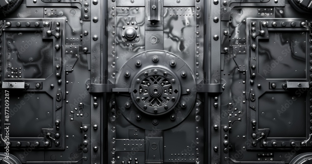 Poster render sci-fi metal panel surfaces. future background with complex forms and shapes. technology illu