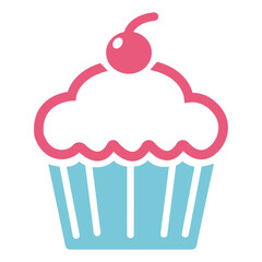  Cute cupcake icon with cherry
