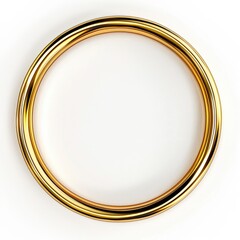 Gold Ring Frame. Circular Gold Decoration Isolated on White Background - Abstract 3D Illustration