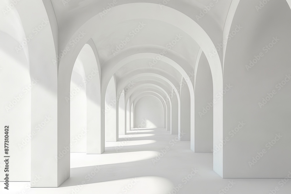 Poster this animation shows an empty futuristic arch tunnel room with a light on the wall. it is part of a 