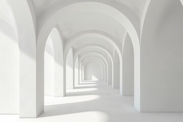 Obraz premium This animation shows an empty futuristic arch tunnel room with a light on the wall. It is part of a sci-fi concept.