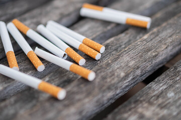Cigarettes on Wooden Surface