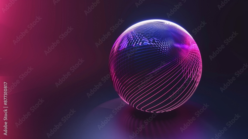 Poster sci-fi sphere with particles and lines. network connection on the world. futuristic illustration. di