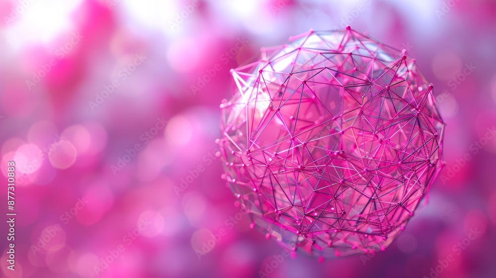 Poster this is a 3d rendering of a low poly, chaotic structure sphere.