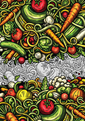 Cartoon vector doodle Vegetables banner background