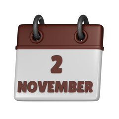 2 November calendar 3d icon