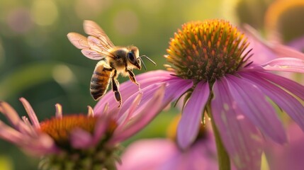 Honey Bee Pollinating a Flower
