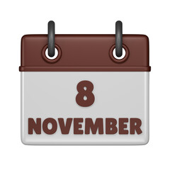 8 November calendar 3d icon