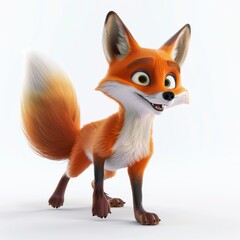 Obraz premium A cartoon fox cub on an isolated background with a funny expression