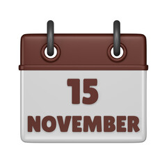 15 November calendar 3d icon