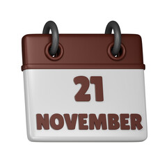 21 November calendar 3d icon