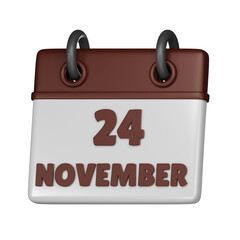 24 November calendar 3d icon