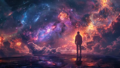 Fototapeta premium Galaxy background featuring a mystical nebula