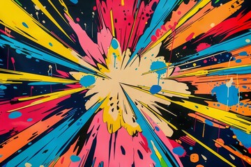 Fototapeta premium Abstract Painting With Colorful Lines and Splashes