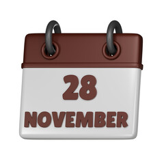 28 November calendar 3d icon