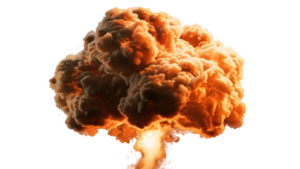 A nuclear explosion isolated on transparent background.