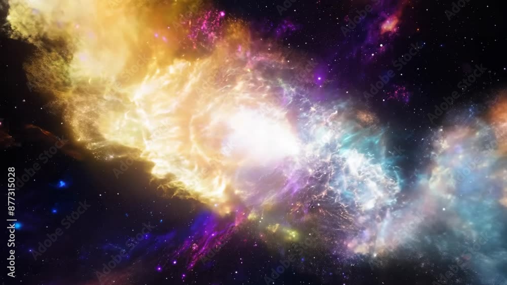 Wall mural experience a mesmerizing supernova explosion in vivid colors, revealing intricate cosmic dust and ga