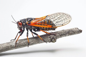 Cicadas: A Close-up of a Periodic Insect with Orange Wings, Found in Ohio