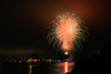 Bight colorful fireworks burst over Marina del Rey for LA County's Fourth of July Celebration.