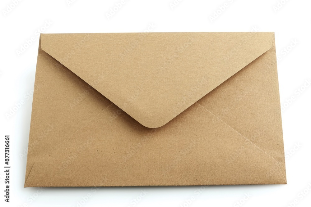 Poster folder envelope. brown envelope isolated on white background with blank paper
