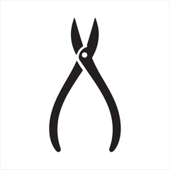 Wire cutter silhouette on white background. Wire cutter icon sign vector illustration design.