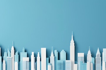 Obraz premium City skyline silhouette in cutout paper style, Cutout paper background, Urban and contemporary art