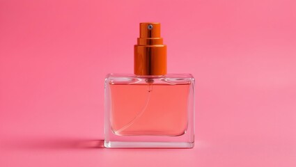 aesthetic perfume bottle with orange nozzle filled wit background