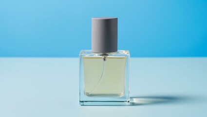 aesthetic perfume bottle with grey nozzle filled with background