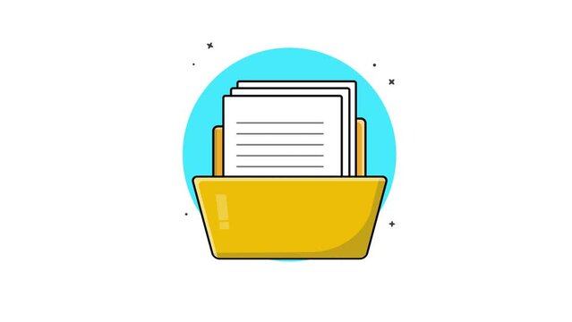 4K Open Folder with Document. Cloud Storage Concept Animation Video