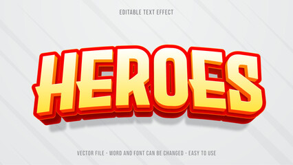 Heroes editable text effect, gaming text style