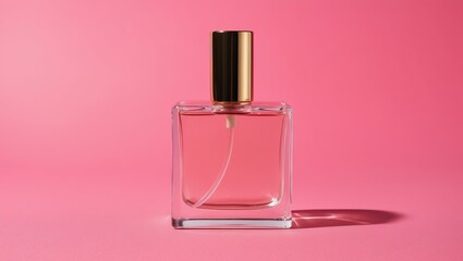 aesthetic perfume bottle with gold nozzle filled with background