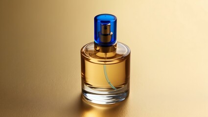 Naklejka premium aesthetic perfume bottle with blue nozzle filled with background