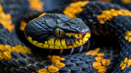 Obraz premium Photo of a venomous snake, close-up.