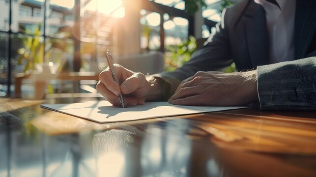 The hand signing contract