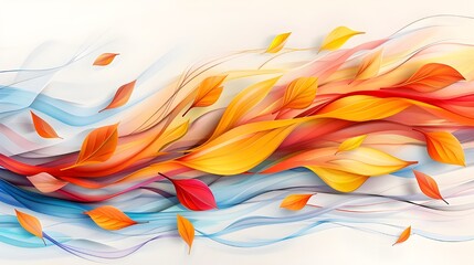 Abstract Autumn Leaves with Flowing Lines.