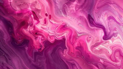 Fototapeta premium Vibrant magenta colors swirl together in liquid paints, creating a visually striking abstract background.