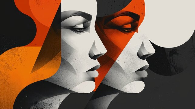 An innovative uniqueness concept design featuring bold shapes and contrasting colors, symbolizing individuality.