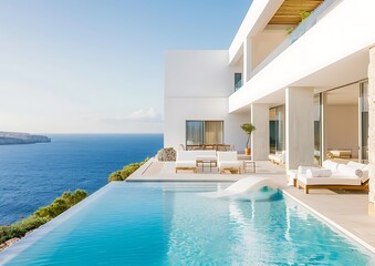 Fototapeta premium Modern Villa with Infinity Pool and Ocean View