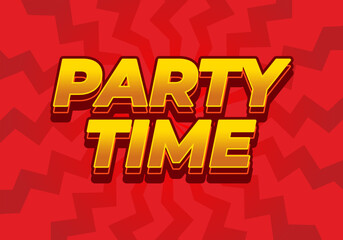 Party time. Text effect in 3D look with eye catching colors