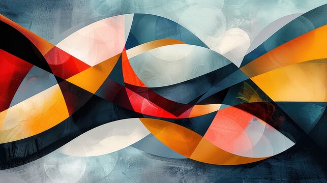 A visually striking abstract design featuring bold shapes and colors that blend together to form a unique conceptual piece.