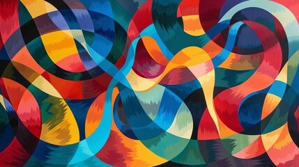 Fototapeta premium Abstract Colorful Intertwined Shapes Digital Painting