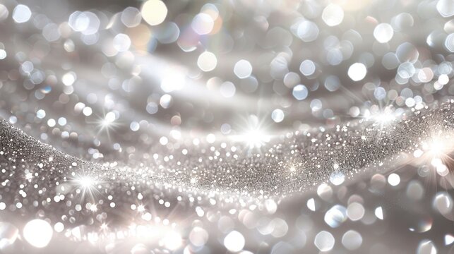 A shiny silver background with sparkling flashes, creating a dazzling and elegant visual effect, ideal for luxurious and celebratory themes.