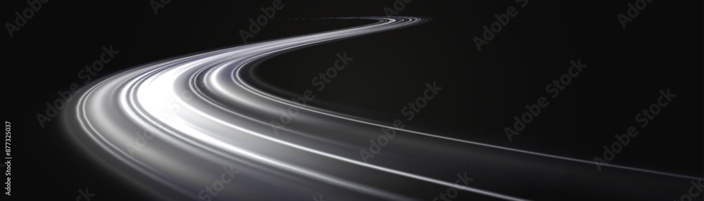 Wall mural light trail wave, fire path trace line and effect curve twirl. neon motion effect. white special eff