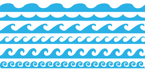 Sea wave pattern background. Vector ocean wave shape pattern. Sea waves pattern. Water wave abstract design. Water line background. Seamless marine decoration pattern background.