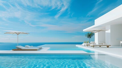 Fototapeta premium Modern Poolside Villa with Ocean Views