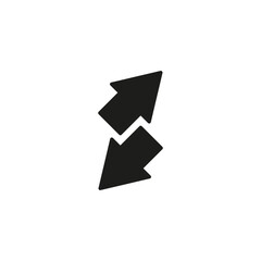 Two short small arrows point in different opposite directions. Vector illustration on white background.