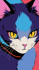 Beautiful cat, illustration, graphics drawing 