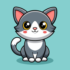 Cat vector illustration, animal isolated on white, pet silhouette, cat vector art