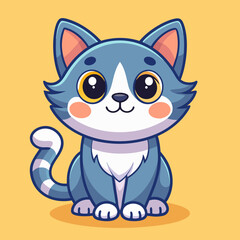 Cat vector illustration, animal isolated on white, pet silhouette, cat vector art